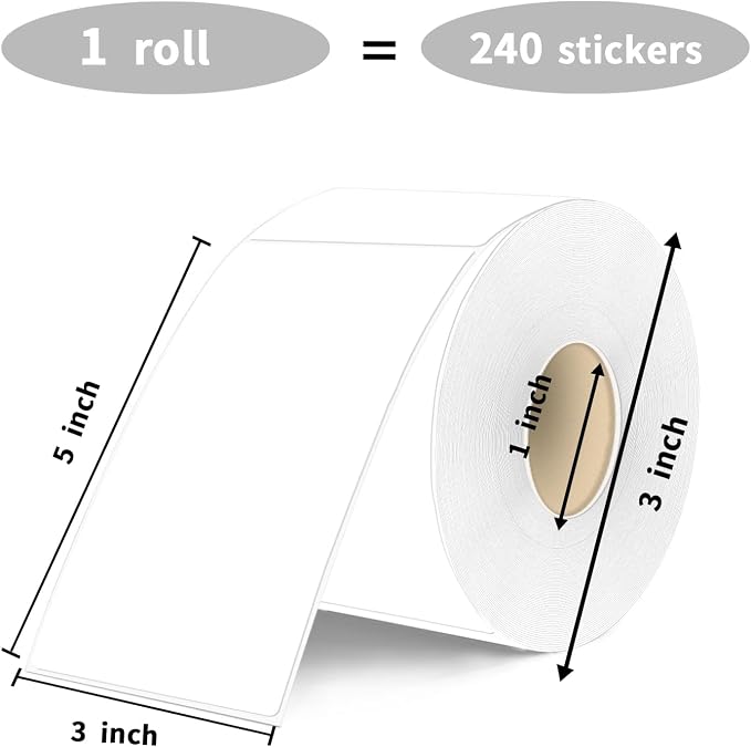 3×5 Inch White Removable Thermal Labels, Waterproof Thermal Label, 240 Sheets - Image 2