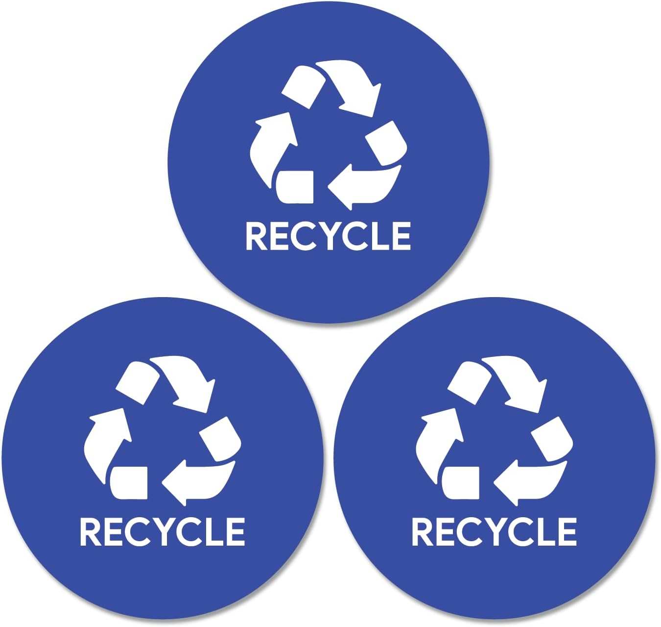 Sutter Signs 3pk Recycle Stickers for Trash Bins | 4" Weatherproof Waste Management Label Sign Decals for Garbage Cans, Outside Waste, and Recycling Bins