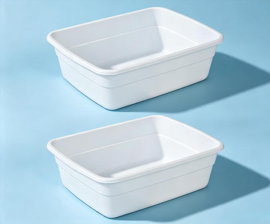 (2 Pack) Plastic Wash Tub Dishpan Basin and Foot Bath for Soaking Feet, Laundry Hand Wash Bucket, Dish Pans for Washing and Storage Cleaning Supplies - 8 Quarts