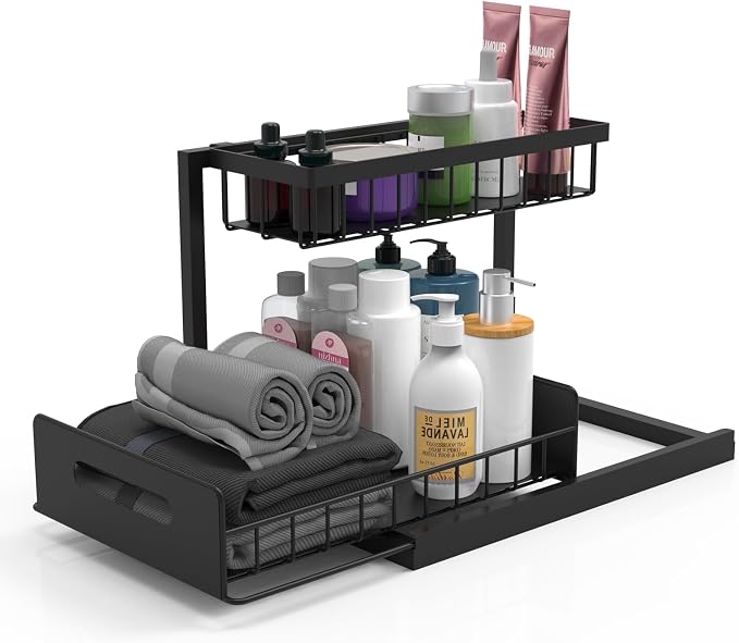 bukfen Under Sink Organizer, Pull Out Cabinet Organizer 2-Tier Slide Out - Image 2