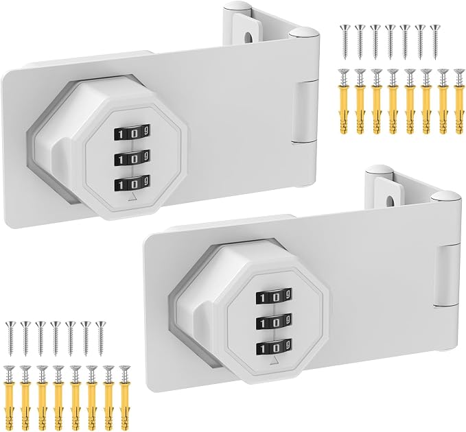 90 Degree 3-Digit Combination Cabinet Lock, Zinc Alloy Keyless Folding Hasp by BiceNoning