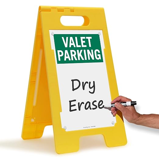 SmartSign 25 x 12 inch Dry Erase “Valet Parking” Two-Sided Write-On Standing - Image 2