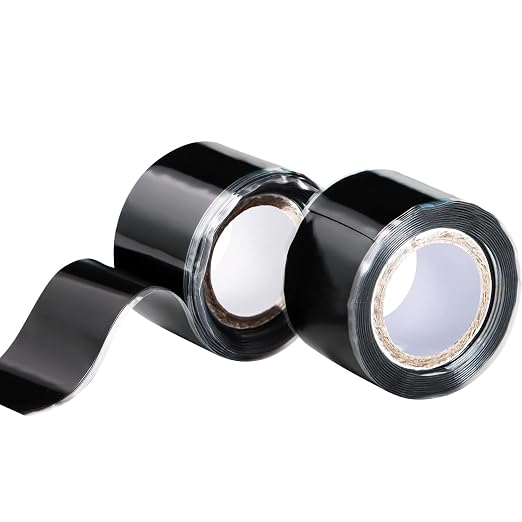 Self Fusing Silicone Tape 2 Rolls 1 in x 5' Black Waterproof Rubber Leak Proof by PackYard