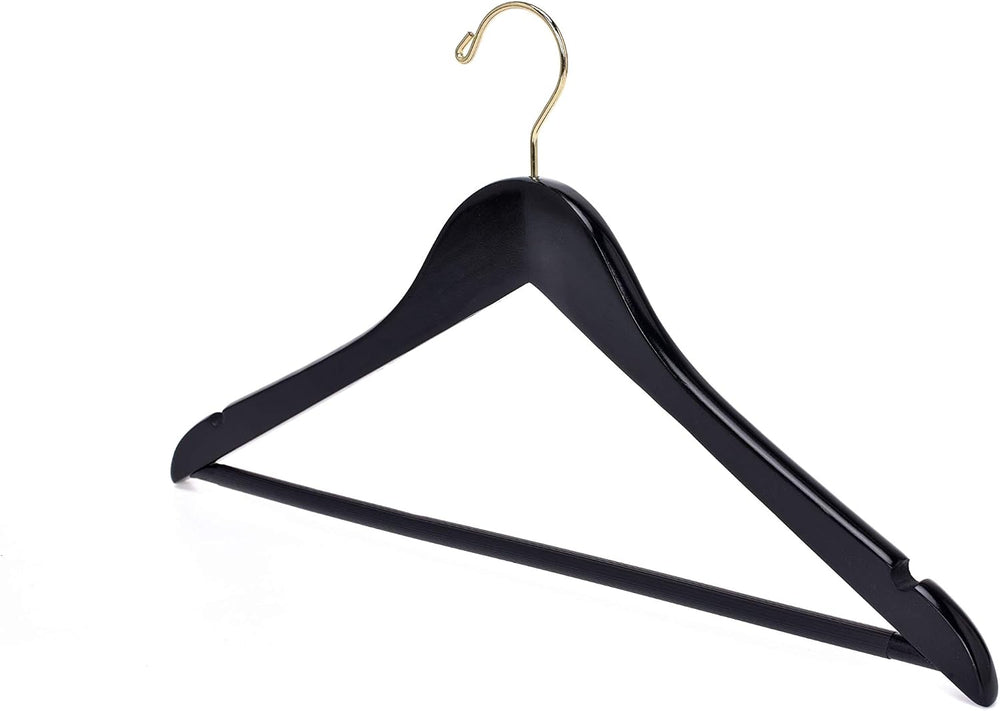 Quality Black Wooden Hangers - Slightly Curved Hanger Set of 30-Pack - Solid ...