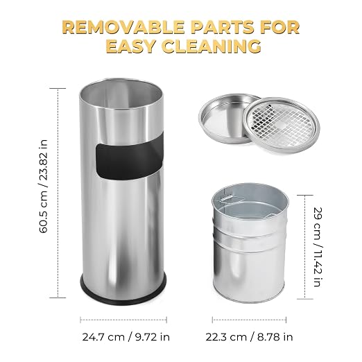 Trash Can Outdoor Waste Container Round Stainless Steel Trash Can - Image 2