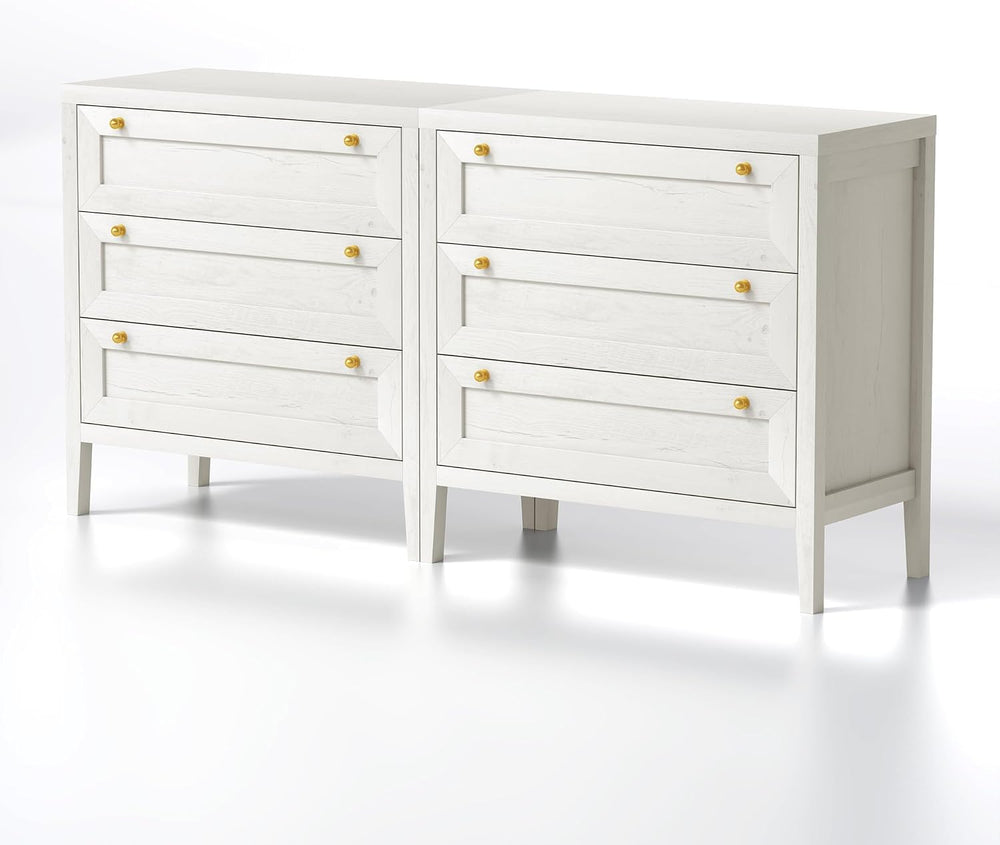 EYYTHUNG 3 Drawer Dressers Set of 2 for Bedroom, Farmhouse Chest of Drawers w...