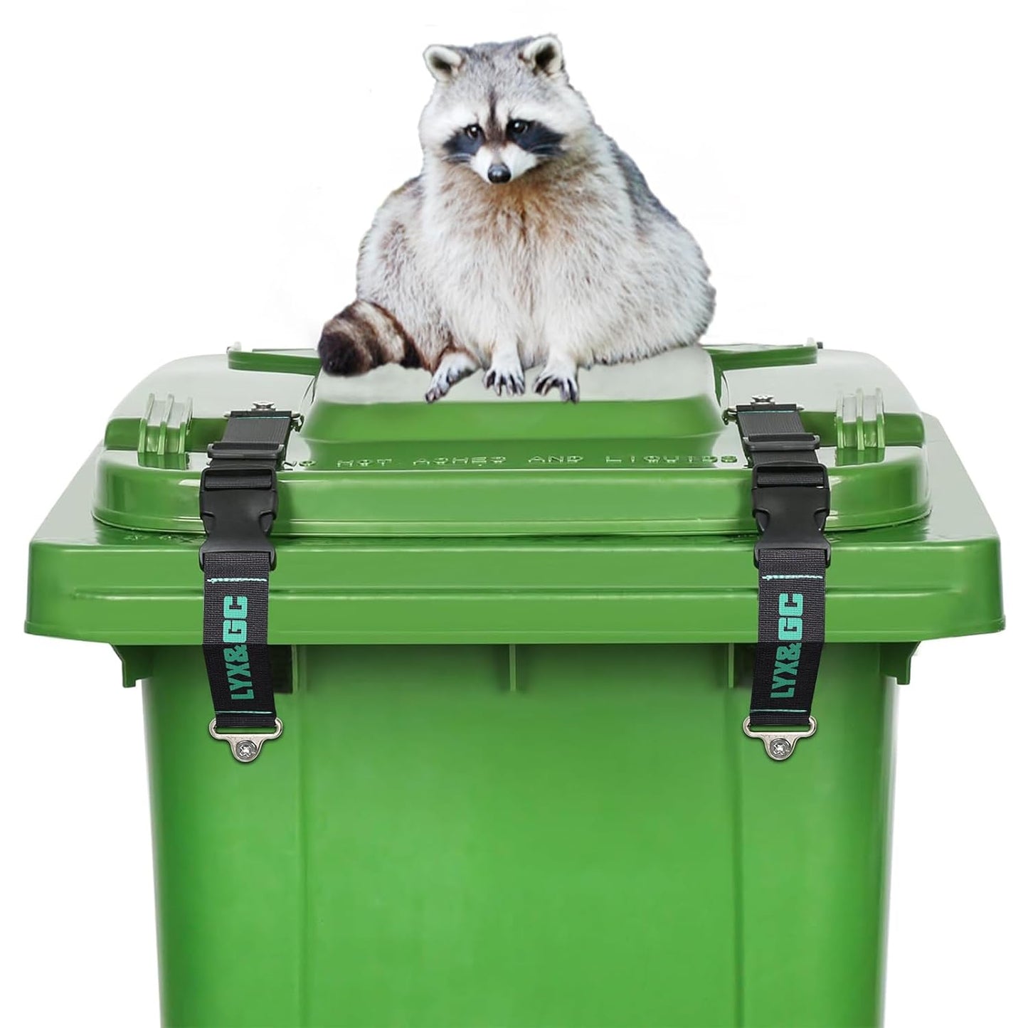 LYX&GC Trash Can Locks for Animals, Raccoon Bear Proof Trash Can Lock, Easy to Install, Long Lasting Strap Lid Garbage Can Lock for Out Door Garbage Can - 2PCS