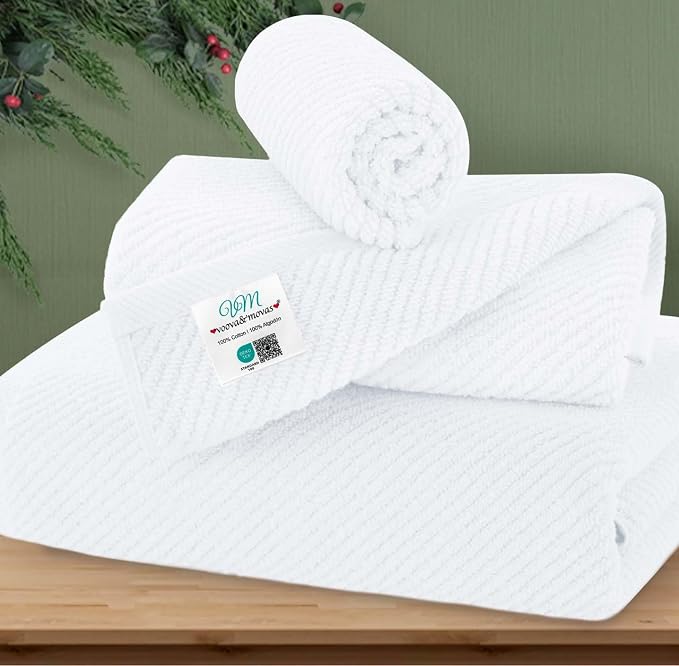VOOVA & MOVAS White Towels for Bathroom, 100% Cotton | Quick Dry | Soft | Thick by VOOVAMOVAS