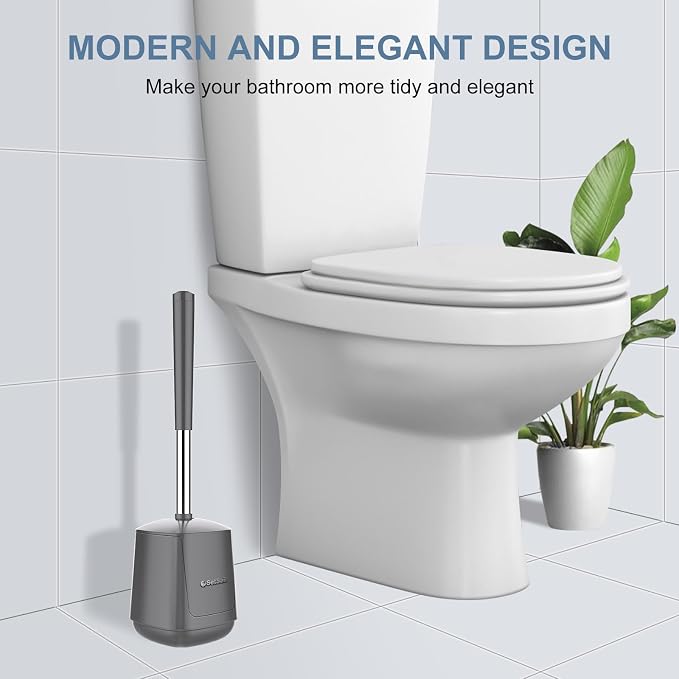SetSail Toilet Brush and Holder, Self Closing Lid Toilet Bowl Brushes Holder - Image 7