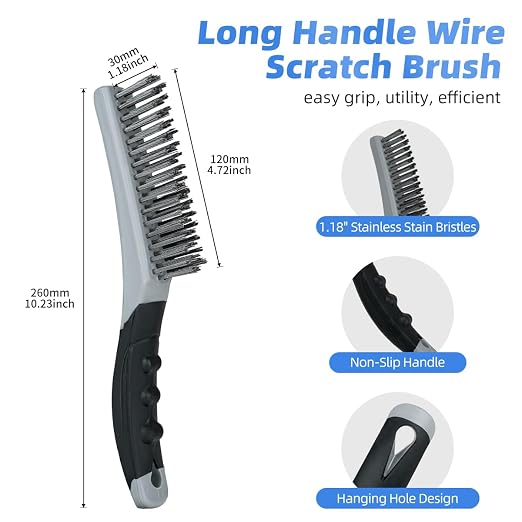 7 PCS Wire Brush Set, Brass Wire Brush and Stiff Bristle Metal Brush - Image 2