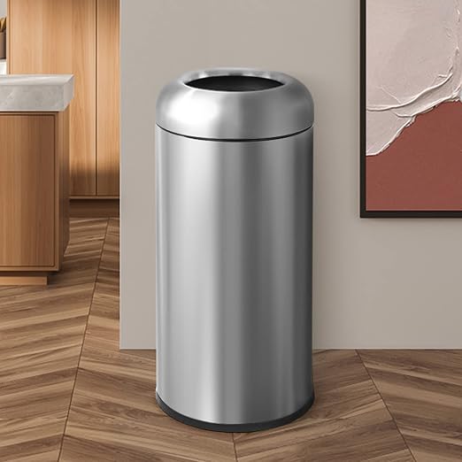 BEAMNOVA 16.5 Gallon Trash Can Black Open Top Large Outdoor Indoor Commercial by BEAMNOVA