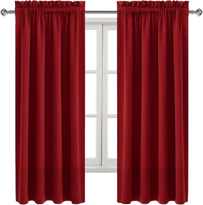 DWCN Burgundy Room Darkening Blackout Curtains - Image 9