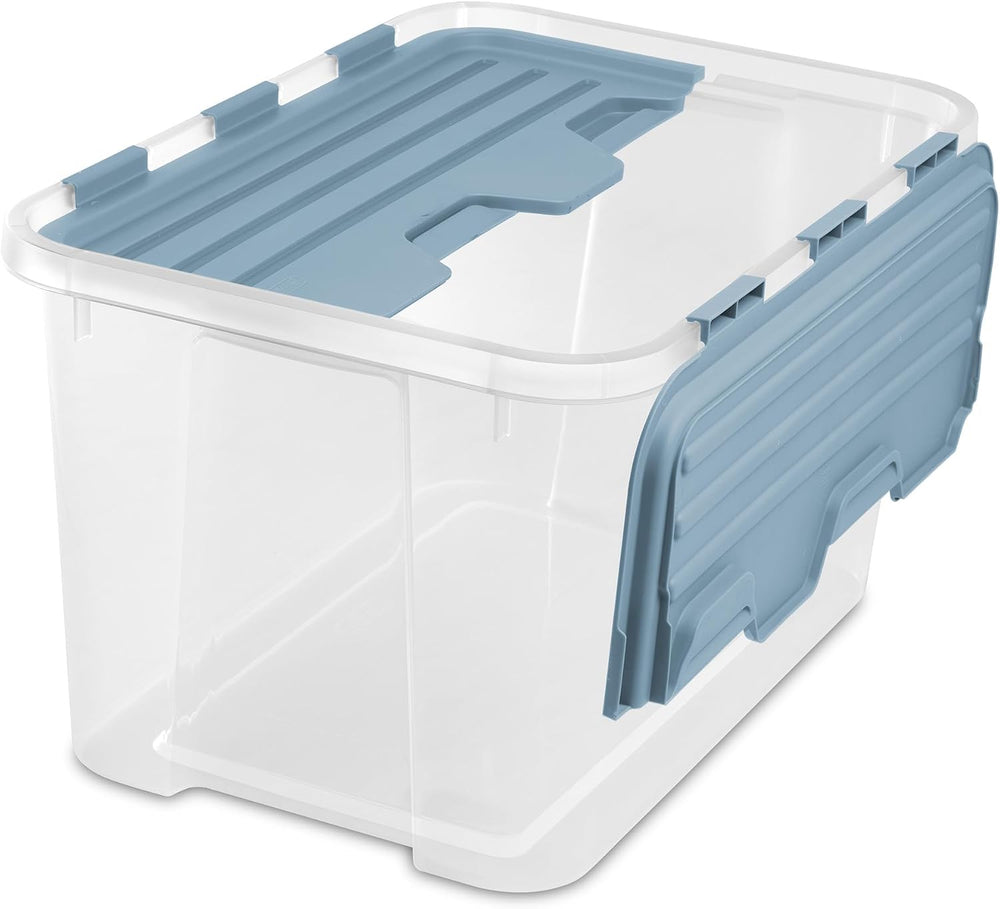 SteriliteHinged Lid Storage Box Plastic Container, 60 Quart, 6 Pack
