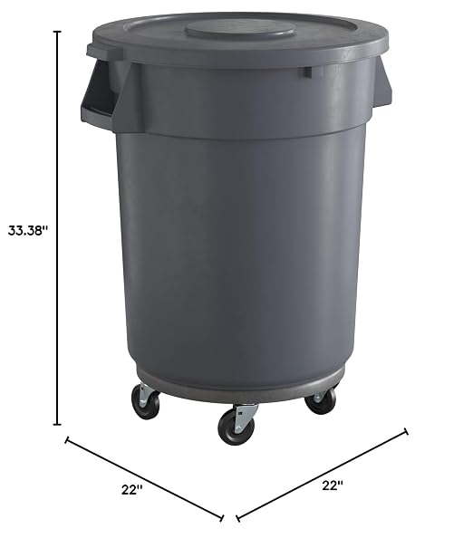 32 Gallon Gray Round Commercial Trash Can - Image 5