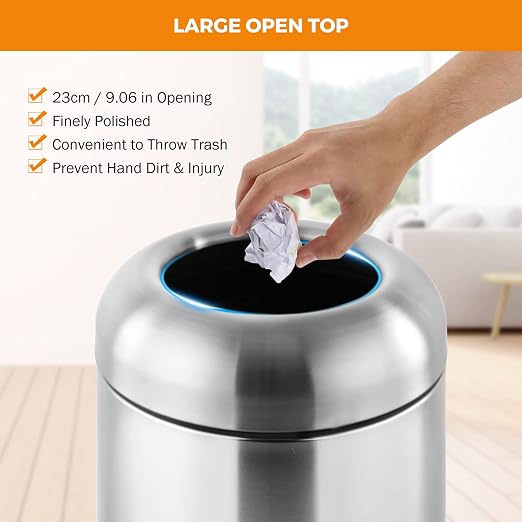 BEAMNOVA 16.5 Gallon Trash Can Black Open Top Large Outdoor Indoor Commercial - Image 5