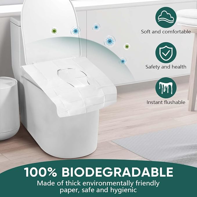 90 Pcs Disposable Flushable Paper Toilet Seat Covers Travel Supplies Essentials - Image 3