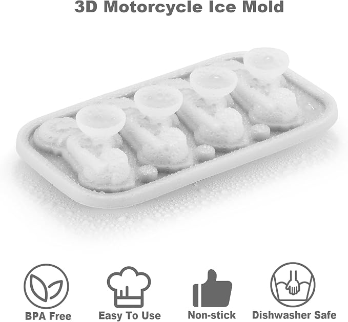 Nax Caki 3D Motorcycle Ice Cube Tray, Large Silicone Fun Shapes Ice Cube Mold - Image 3