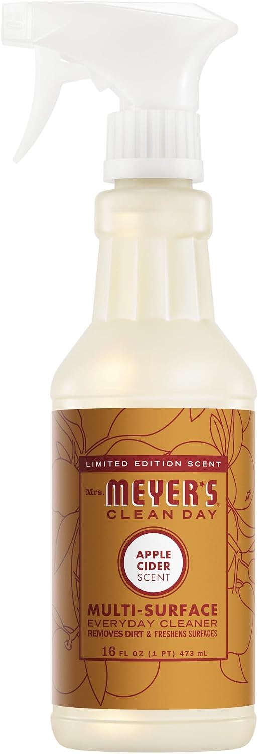 MRS. MEYER'S CLEAN DAY Multi-Surface Everyday Cleaner, Apple Cider Scent, 16 Fl Oz Bottle | Removes Dirt and Freshens Surfaces, Everyday Use, All-Purpose Cleaner, Cruelty Free, Made with Essential Oils