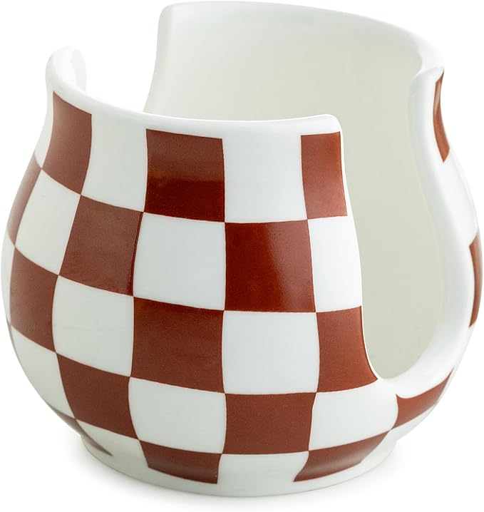 Checkered Sponge Holder for Kitchen Sink Counter, Ceramic Dish Sponge Caddy by LAUCHUH