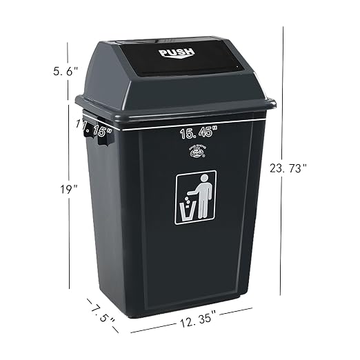 4 Packs 13 Gallon Commercial Heavy-Duty Trash/Garbage Can, Swing Lid Waste - Image 2