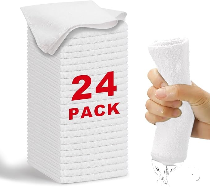 Microfiber Cleaning Cloth-24Pcs Ultra Soft Highly Absorbent Rags by WEAWE