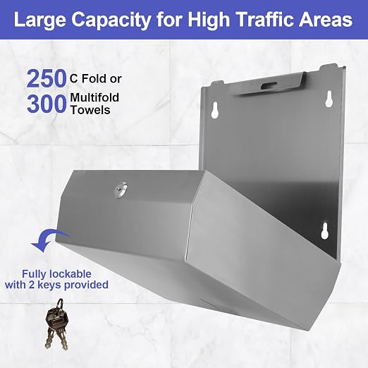 Paper Towel Dispenser Wall Mount, Brushed Stainless Steel Commercial Paper - Image 2