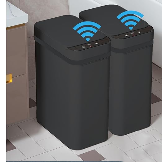 Yatmung 2 Pack - Skinny Trash Bin Sensor Motion 2.5 Gallon Touchless Bathroom by Yatmung