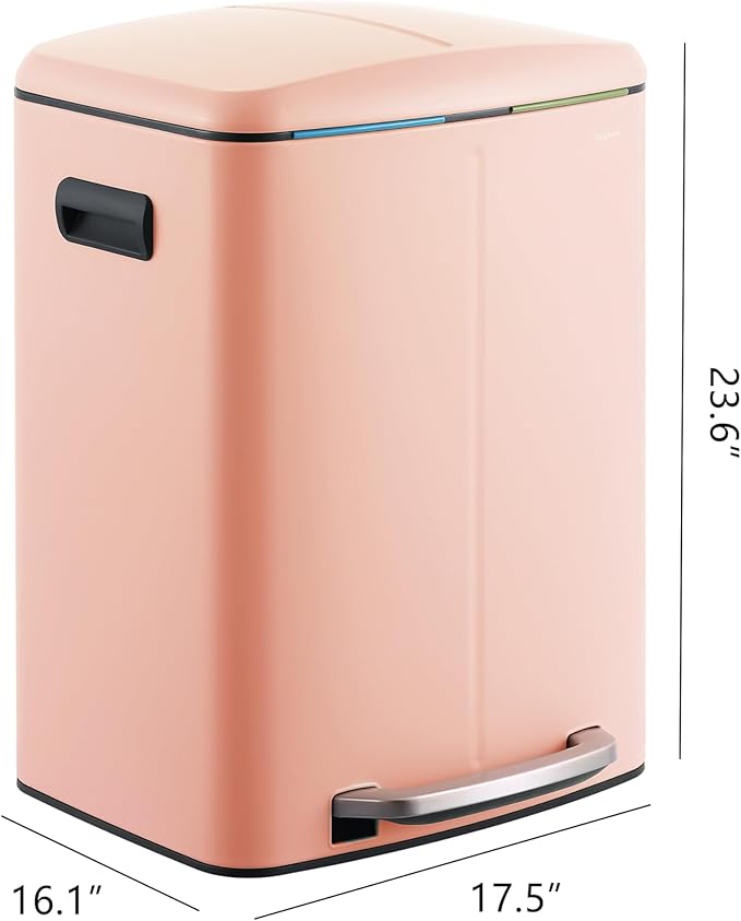 happimess HPM1005G Marco Rectangular 10.6-Gallon Double Bucket Trash Can - Image 4