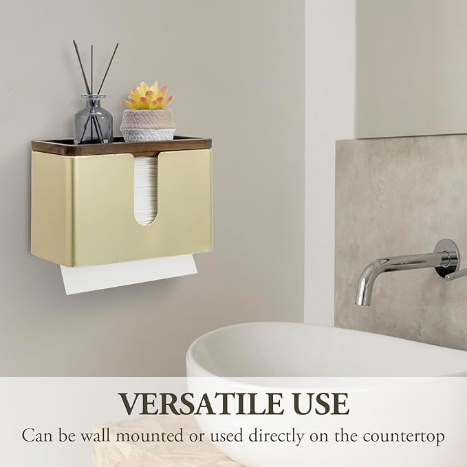 MyGift Deluxe Modern Brass Tone Metal Folded Commercial Paper Towel Holder - Image 2