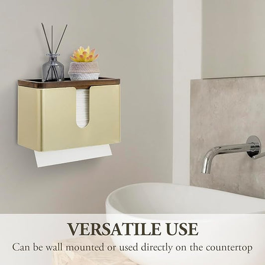 MyGift Deluxe Modern Brass Tone Metal Folded Commercial Paper Towel Holder - Image 2