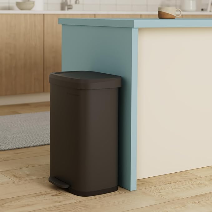 SONGMICS Kitchen Trash Can, 13 Gallon Stainless Steel Garbage Can, - Image 2