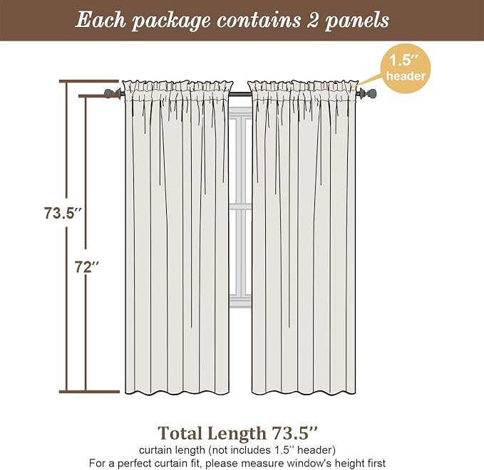 Chyhomenyc Sheer Curtains 72 Inch Length 2 Panels, Short Window Curtain Drapes - Image 4