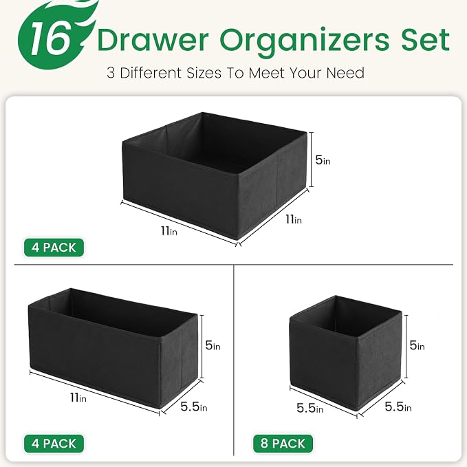 Criusia 16 Pack Underwear Drawer Organizer, Drawer Organizer Clothes, Foldable - Image 3
