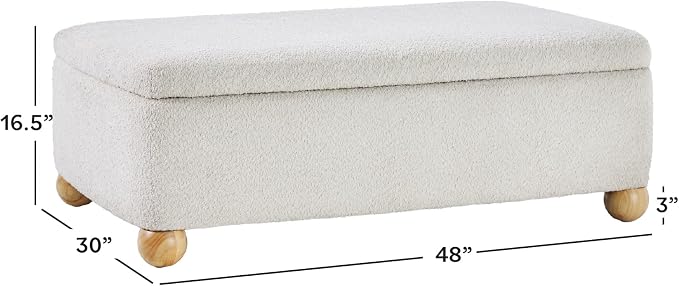 Walker Edison Linley Contemporary Large Storage Bouclé Ottoman - Image 2
