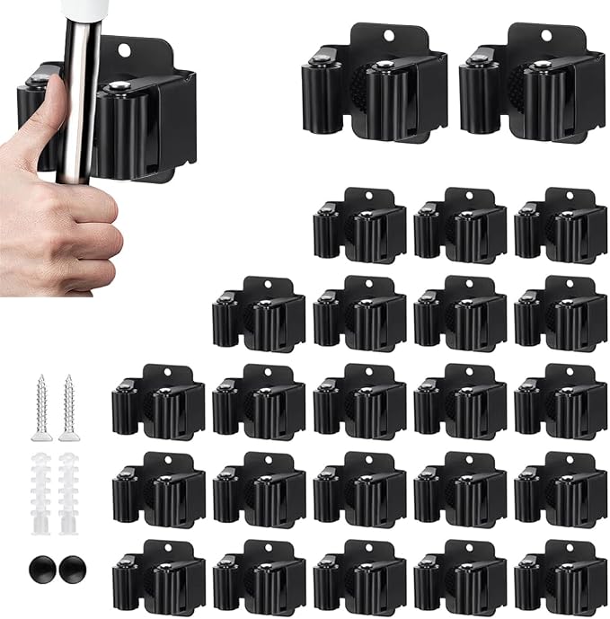24PCS Broom and Mop Holder, Heavy Duty Garden Tool Organizer Rack Rake and by JAMEND+CLXP