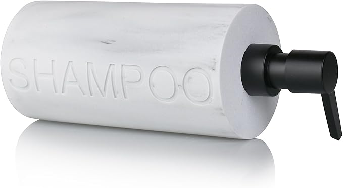 Matte White Shampoo Dispenser Modern Refillable Pump Bottle - Image 2