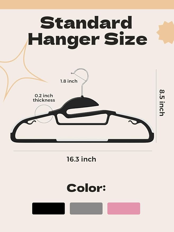 HOUSE DAY Heavy Duty Plastic Hangers 100 Pack, Non Slip Hangers - Image 8