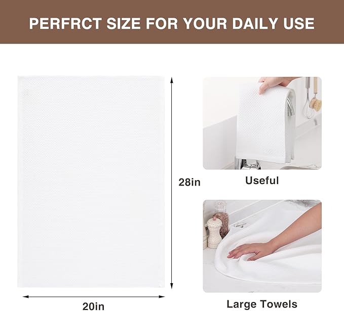 Homaxy 100% Cotton Oversized Waffle Weave Kitchen Dish Towels, Ultra Soft - Image 3