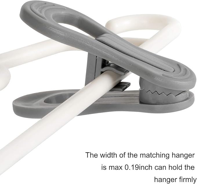 Tinfol 50pc Grey Plastic Hanger Clips, Strong Pinch Grip Finger Clips - Image 4