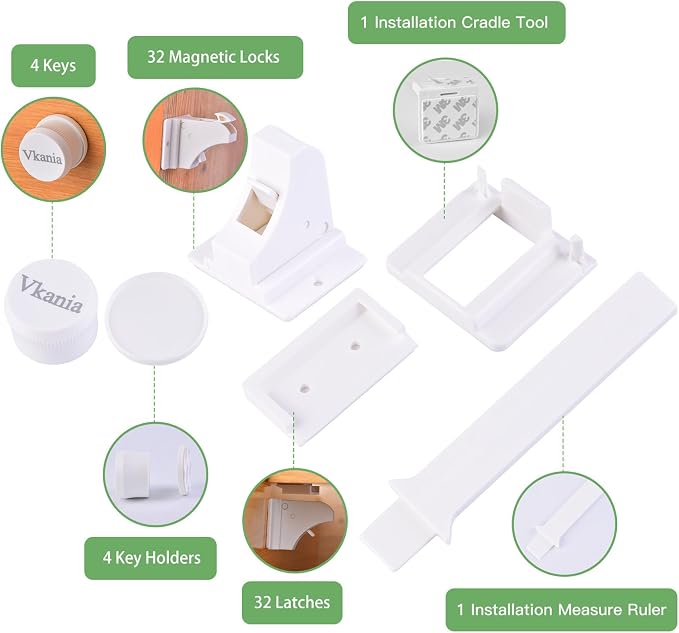32 Pack Vkania Magnetic Cabinet Locks Baby Proofing - Image 2