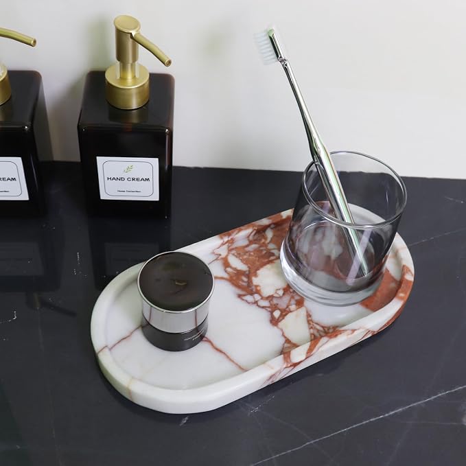 Natural Marble Tray, Oval Vanity Decorative Tray - Image 7