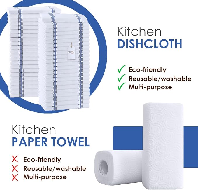 Dish Towels Set Size 15x25 Inch, 100% Cotton Soft & Absorbent Linen Kitchen - Image 2
