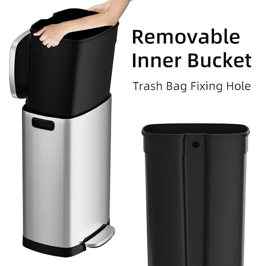 KUK 13 Gallon/50L Stainless Steel Kitchen Trash Can - Image 5