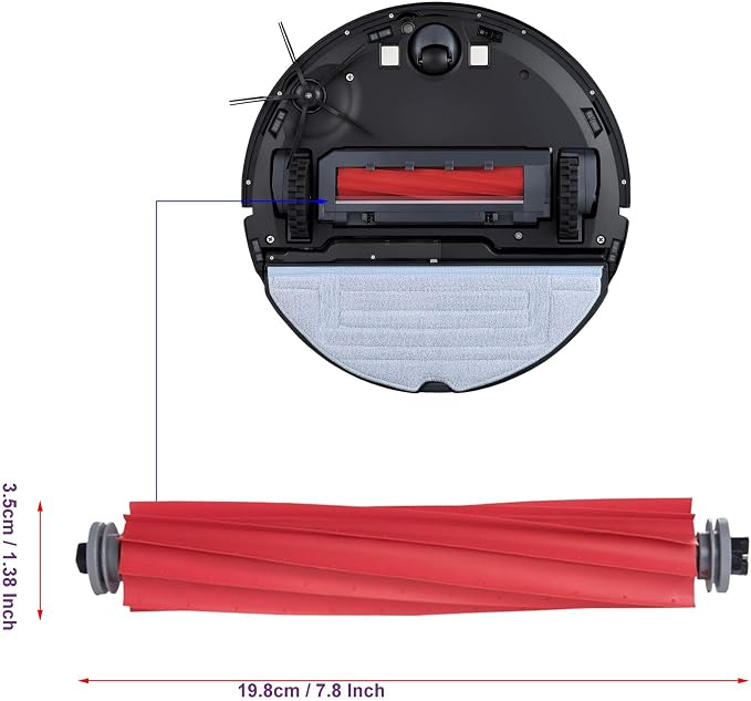 Replacement Roller Brushes, Rubber Main Brush Replacement Parts - Image 2