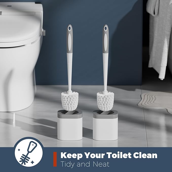 Toilet Brush, 2 Pack Toilet Brush and Holder Set Bathroom Accessories, Toilet - Image 4