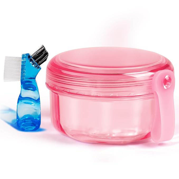 No Leak & Non-Slip Partial Denture Case Retainer Bath Box Cup, Denture Soaking by Mckkor