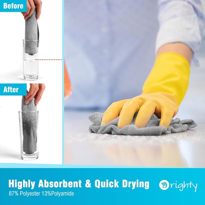 Orighty Grey Microfiber Cleaning Cloth, 100 Pack Highly Absorbent Cleaning - Image 3