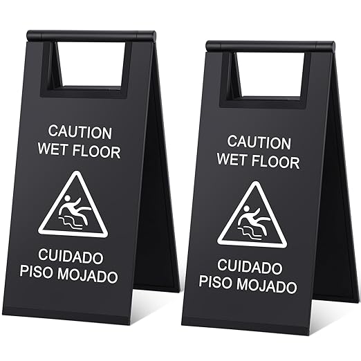Kigley 2 Pcs Wet Floor Sign, 17 Inch Stainless Steel Caution Wet Floor Sign by Kigley