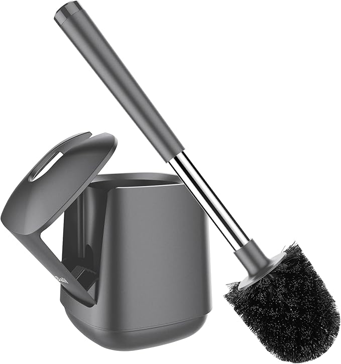SetSail Toilet Brush and Holder, Self Closing Lid Toilet Bowl Brushes Holder by SetSail