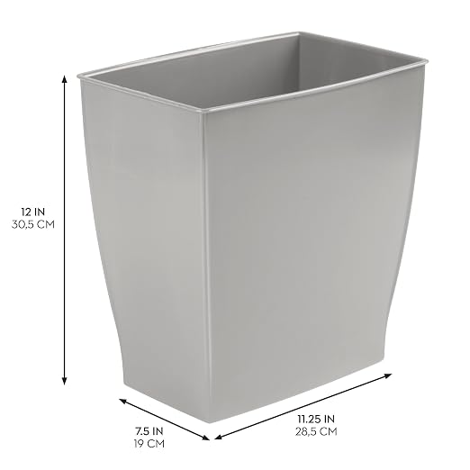 iDesign Small Bathroom Trash Set of 4-Gray Mono Rectangular Can M4 - Image 3